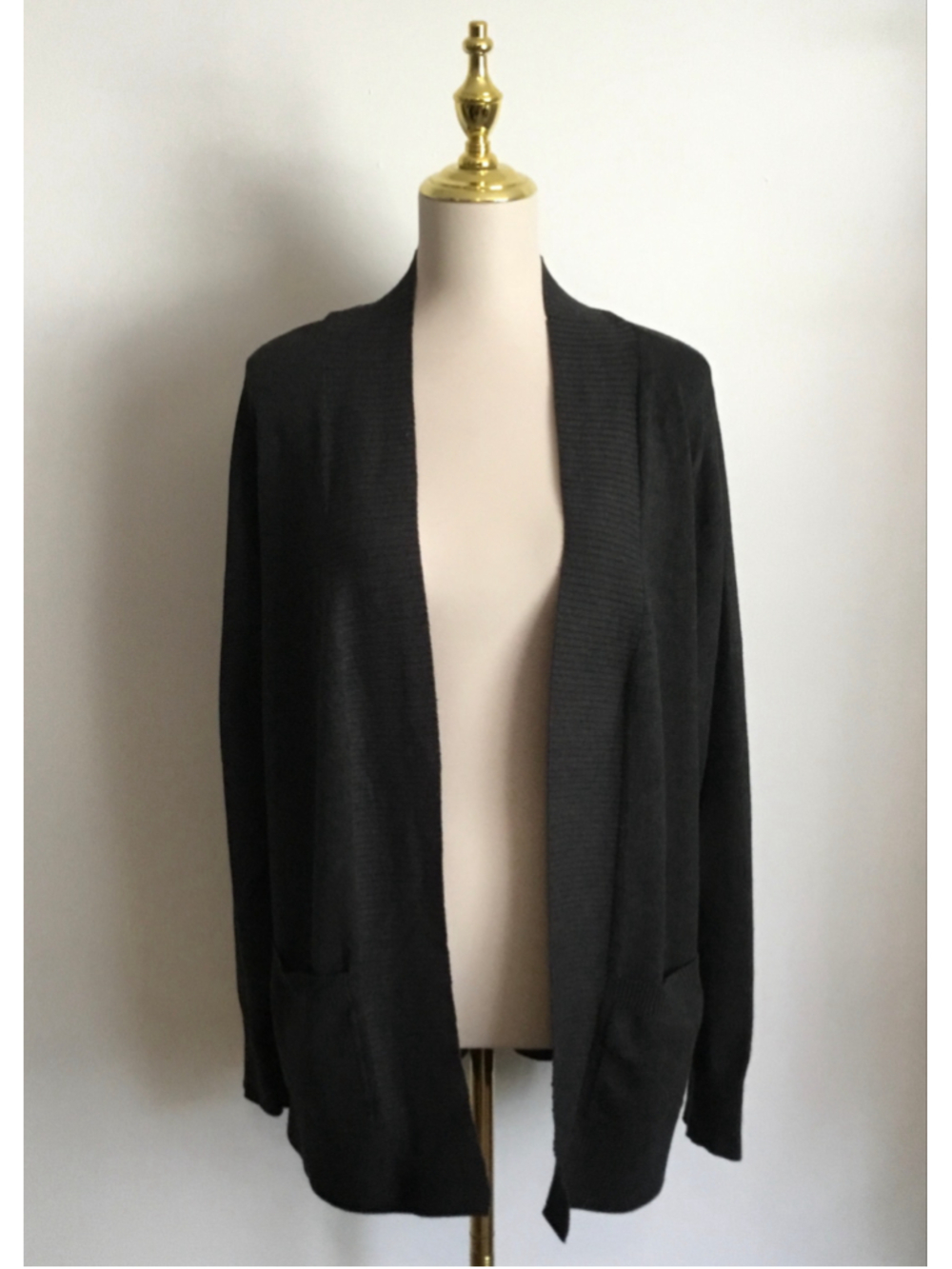 Women's Cielo Charcoal Gray Open Front Cardigan Sweater, Size 3XL